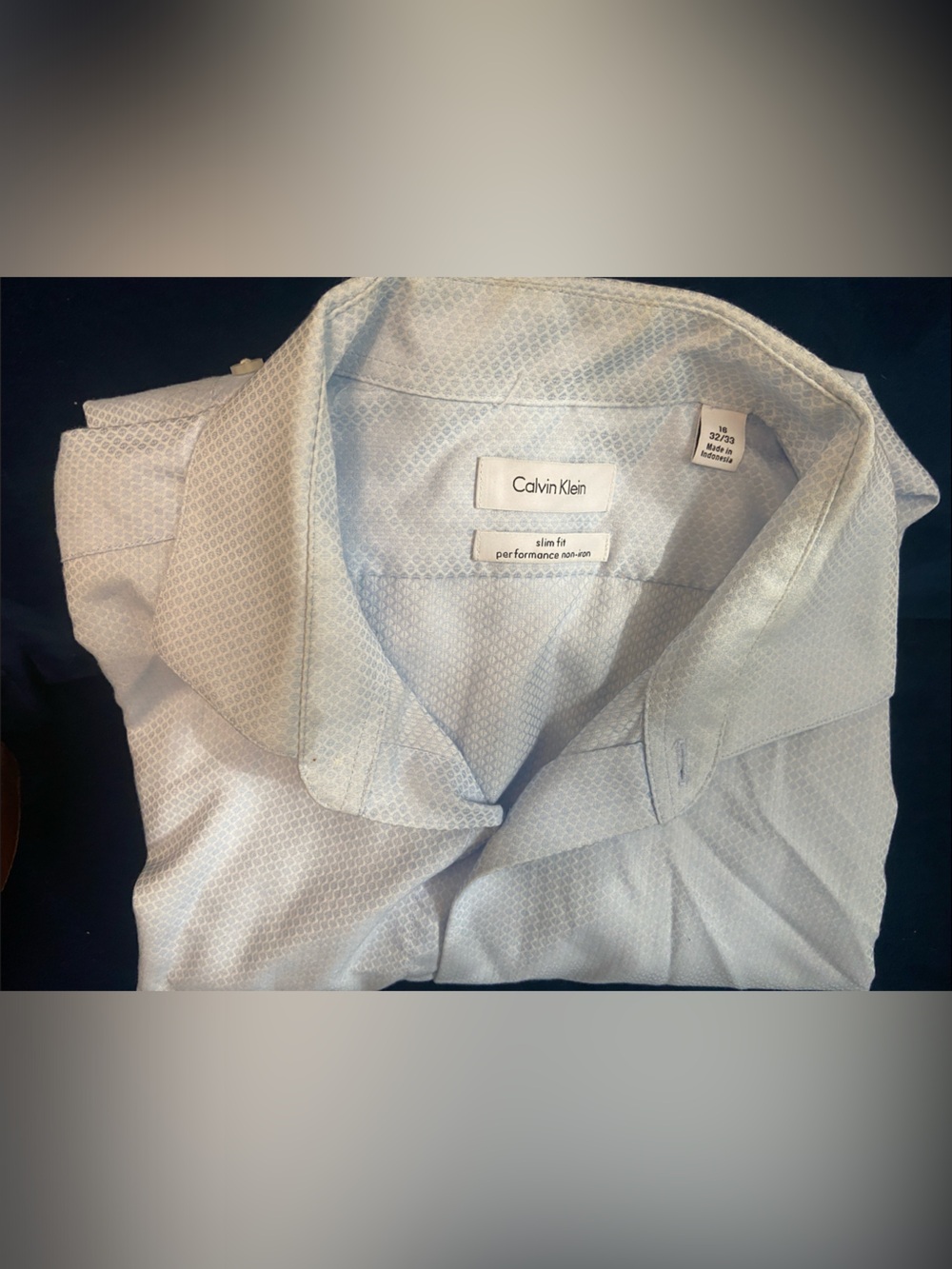Calvin Klein Pale Blue Men's Dress Shirt with Subtle Geometric Texture
